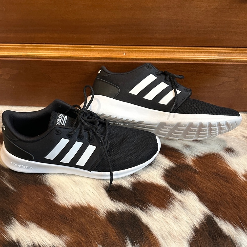 Adidas Black and White Cloudfoam Sneakers.